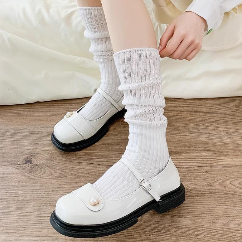 Solid Color Long Socks Stockings Women Jk Japan Style High School Girls Knee Socks Knit Cotton Autumn Winter Warm Socks Stocking
