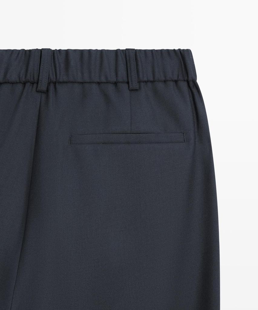 Masimodutti Relaxed Fit Wool Pintuck Detail Pants