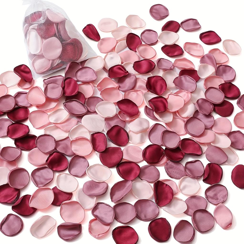 100pcs Silk Rose Petals Artificial Flowers Petals for Weddings Proposal Burgundy Pink Petals Fake Rose Petals for Wedding Flower