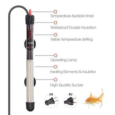 Drehzahlregelbarer Aquariumheizer 25/50/100/200/300W Tauchbarer Fischbecken-Temperaturthermostat Saugknöpfe Wasserheizung