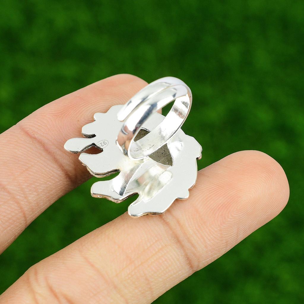 Gift For Her 925 Silver Natural Golden Rutile Multi Stone Adjustable Ring