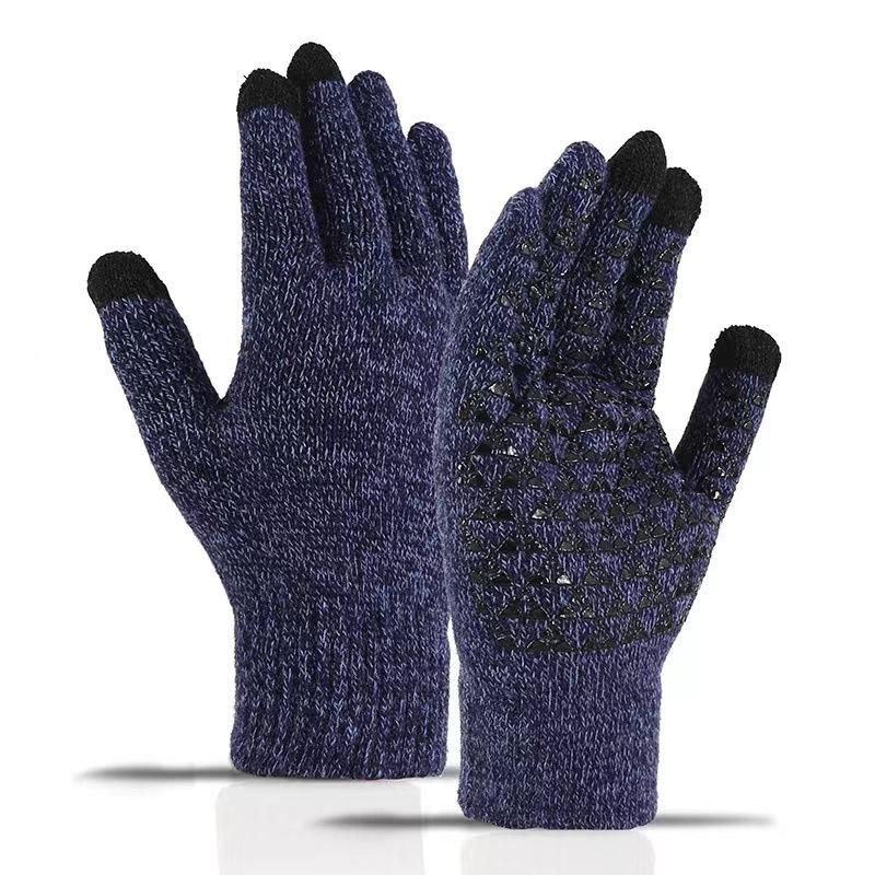 Touch screen knitted thermal gloves, enlarged velvet, non-slip and cold-proof