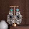 Artisanal Tribal Styles Drop Earrings With Natural Stone Accent Sturdy Alloy Retro Fringe Designs