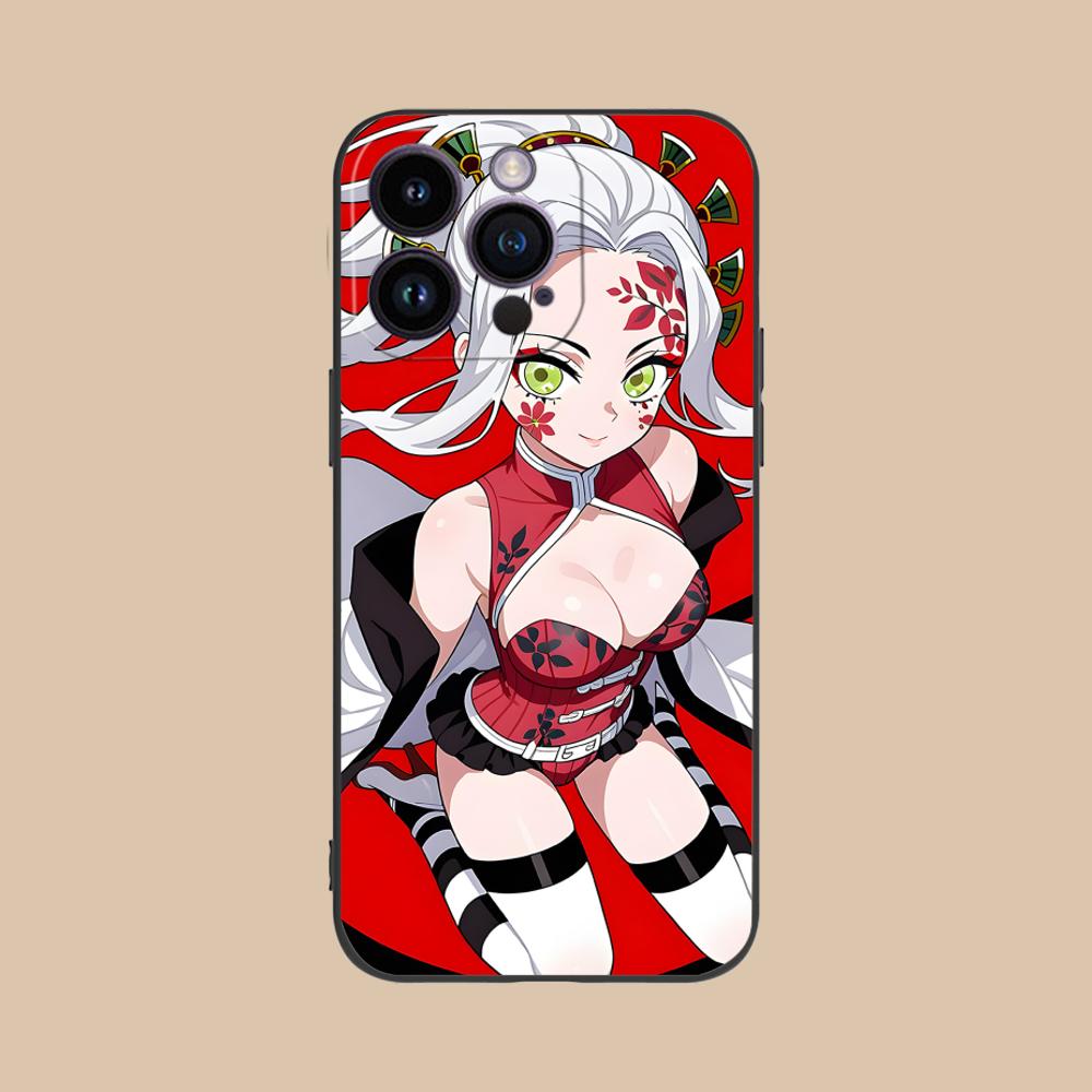 Demon Slayer Daki Gyutaro Phone Case for iPhone 16 15 14 13 12 11 X XR XS 8 7 Pro Max Plus Mini Black Cover Cellphones Pretty