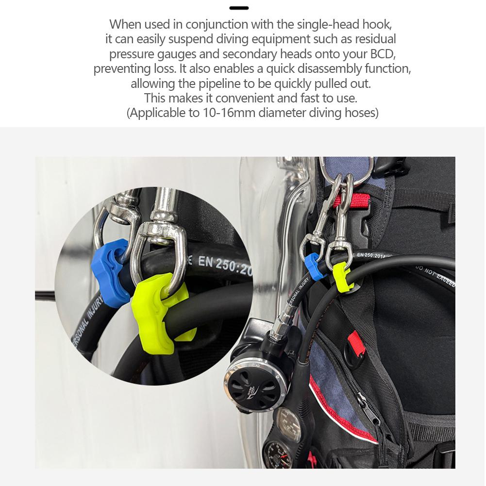 Scuba Diving Quick Release Pipe Clamp Pressure Gauges Hose Hanging Holder Second-stage Luminous Fixed Hook BCD Accessorie