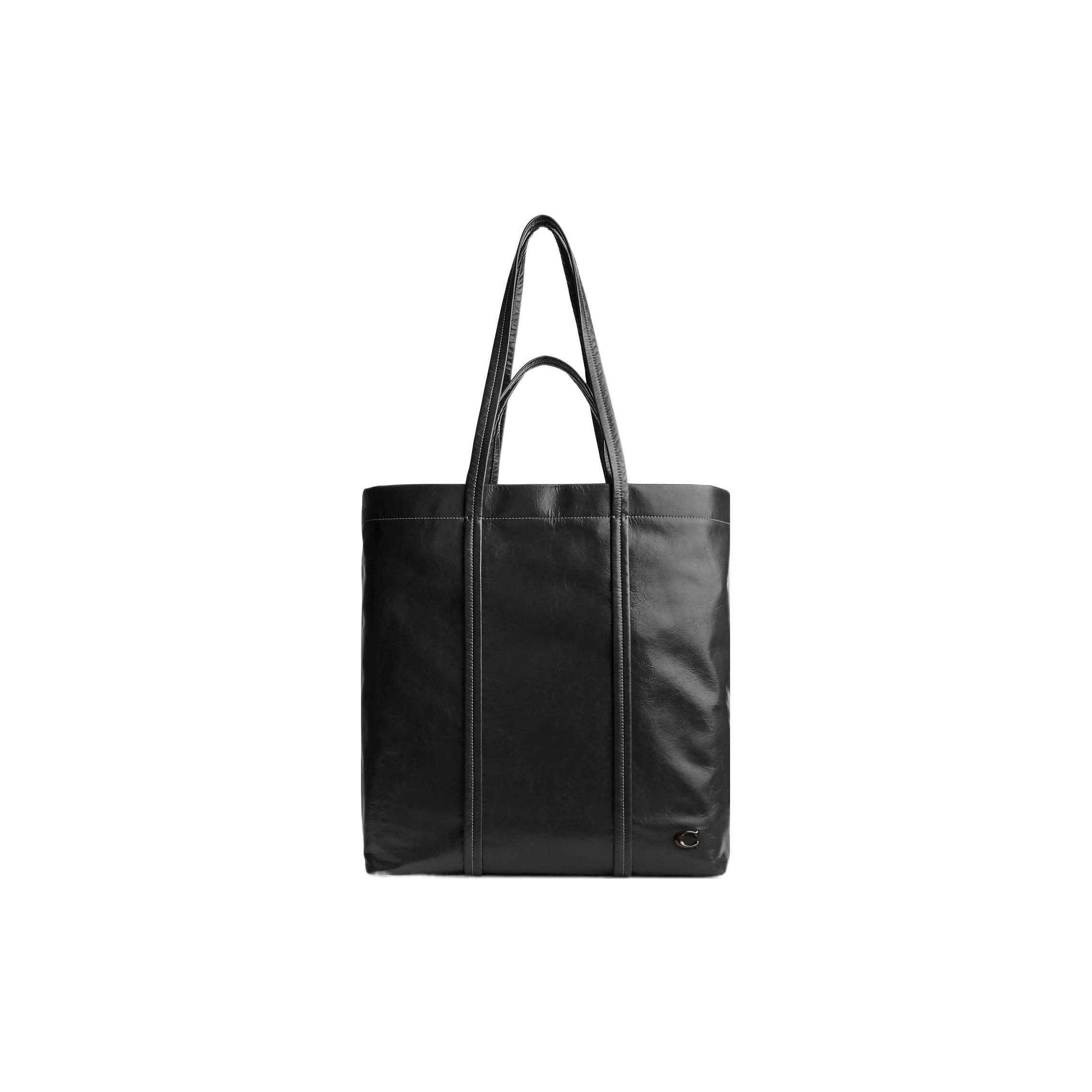 

Coach Hall 35 Solid Color Logo Stripe Seam Zipper Pocket Leather Tote Bag Men Tote Bags Black CO839-BLK Basic Set (Bag+Dust Bag)