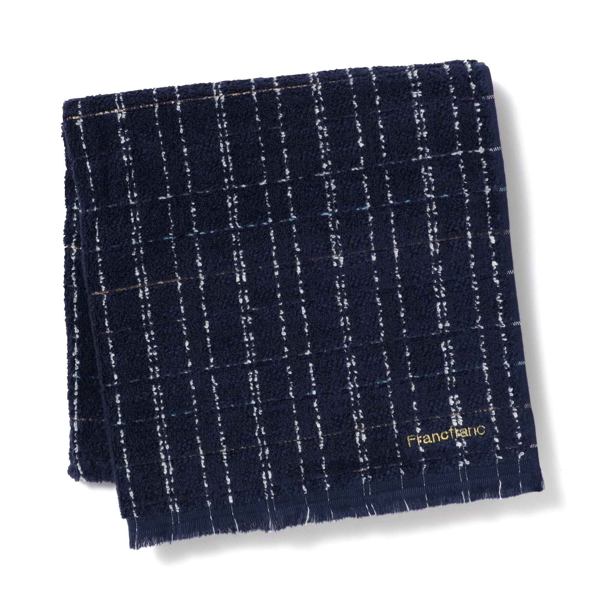 Francfranc Antibacterial and Deodorizing Tweed Pattern Bath Navy Towel,