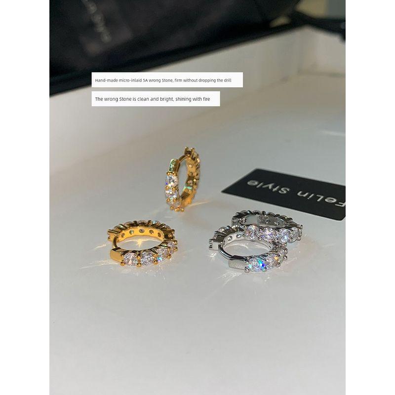 European and American Super Shiny Exquisite Small Gold and Silver Zircon Earrings for Women, Light Luxury Niche 2026 New Style Hoop Earrings