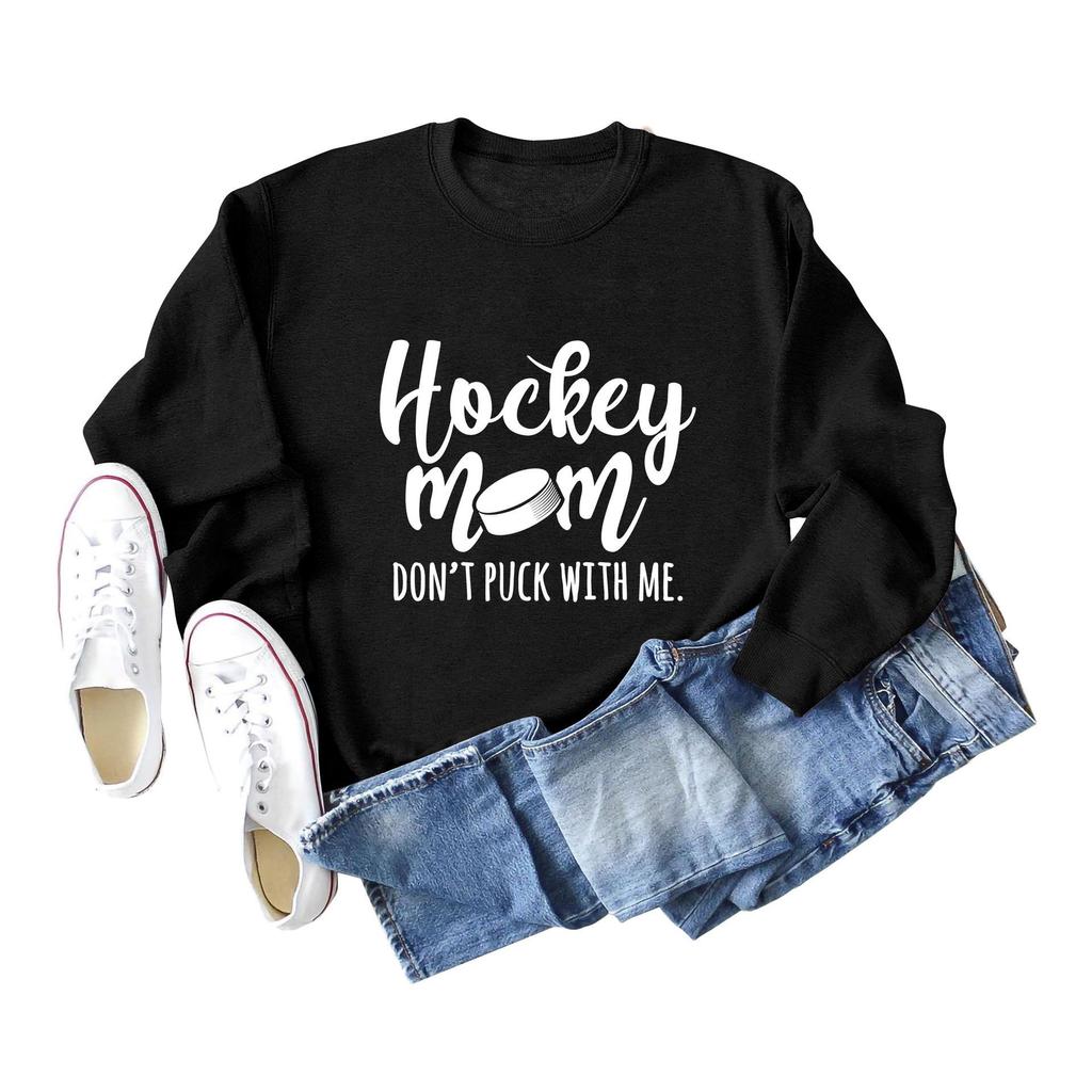 Hockey Mom Don't Puck Round Neck European-American Women's Long-Sleeve Shirt