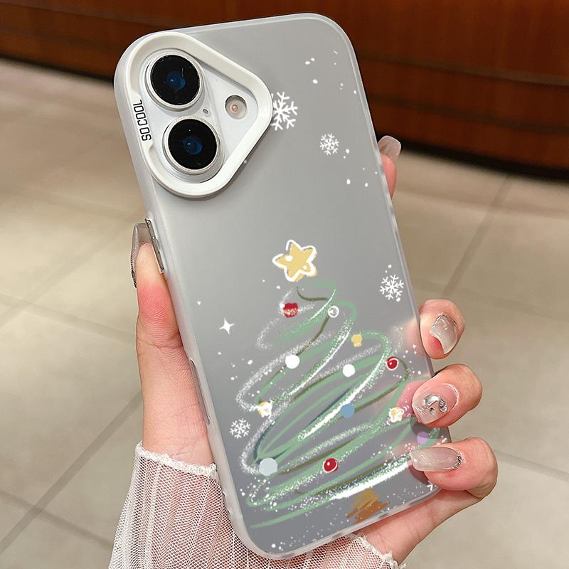 IMD Christmas Tree & Santa Case for iPhone 17 16 15 14 Pro Max/13 Shockproof Hard Cover with Fade-Resistant Design