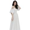 White Evening Dress Women's 1011 New Banquet Temperament Socialite Long Style Can Usually Wear Birthday Shoulder Dress