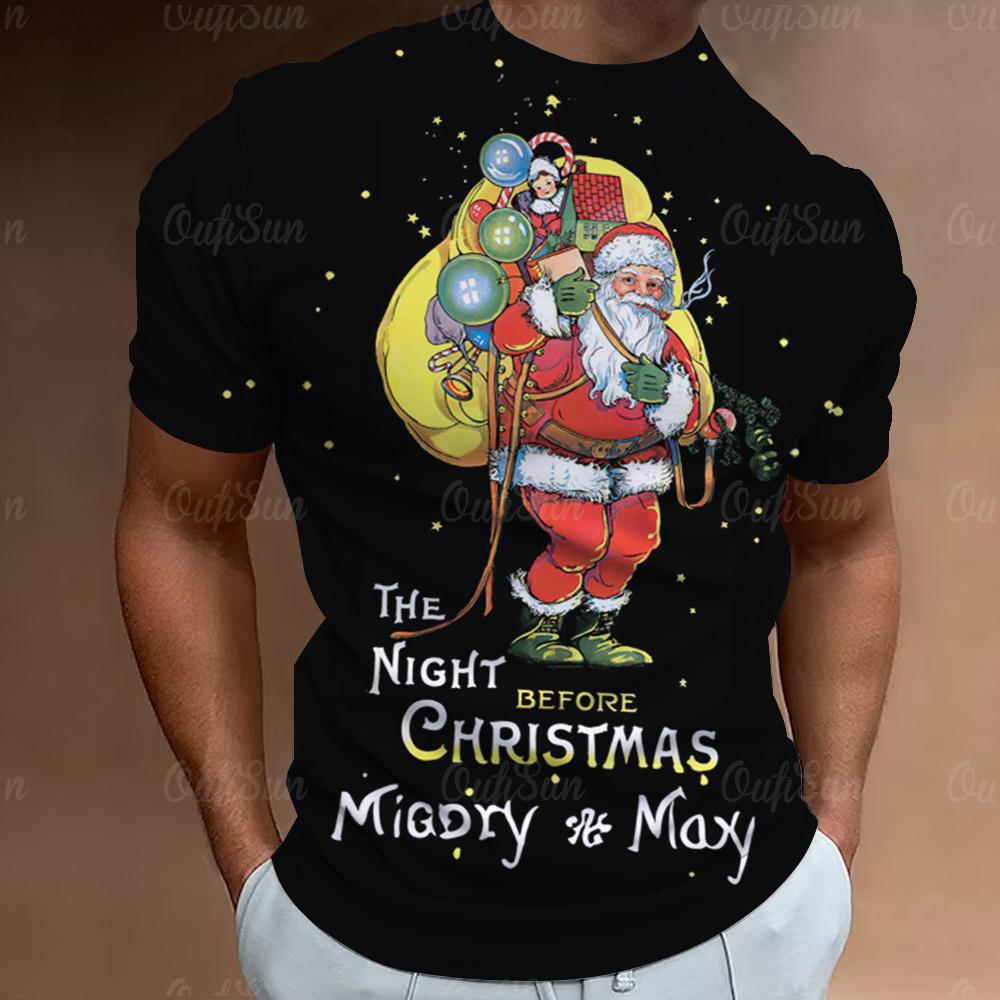 Funny Santa Claus Print Christmas T-Shirts 3d Oversized Tops Tees Mens Shirts Summer Holiday Casual O-Neck Male Harajuku Clothes