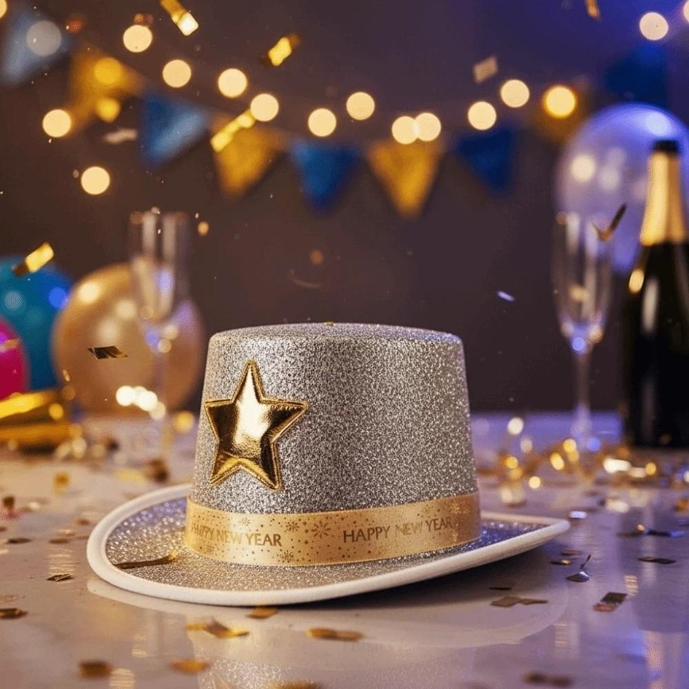 Wide Brim Shiny Jazz Hat Woolen Festival Party Cap Cool Suit Top Hat  Fashion Show