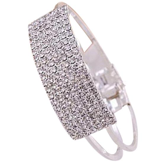 Women Fashion Shiny Rhinestone Bracelet Cuff Bangle Hand Chain Jewelry Gift