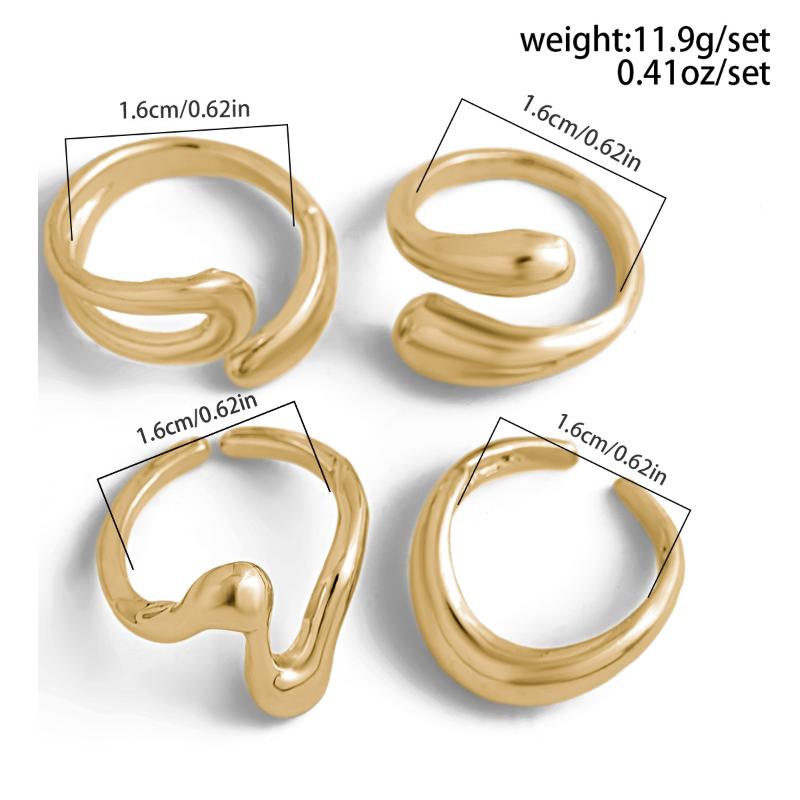 3/4Pcs Dating Rings Open Rings Adjustable Finger Rings Geometric Open Rings Finger Jewelry Suitable For Party Daily
