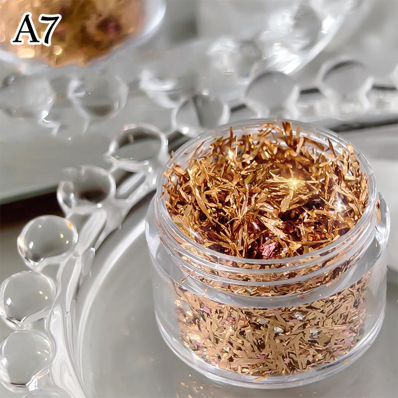 

1Box Rose Gold Silver Irregular Foil Paper Nail Art Sequin Stickers Glitter DIY Manicure UV Gel Polish Decoration Tools