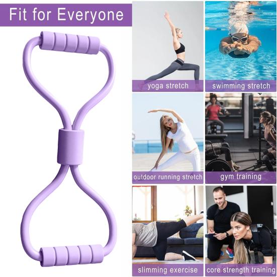 1/2 ks Obrázek 8 Fitness odporový pás s protiskluzovou rukojetí pro muže a ženy, protahování paží a ramen, silový trénink, cvičení, elastický popruh, napínací lano