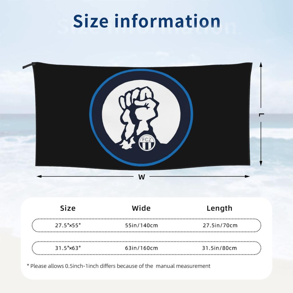 Zurich FCZ Sudkurve 1896 Beach Towel Soft Microfiber Quick Dry Absorbent Quick Towels For Pool