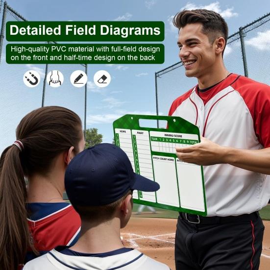 Magnetic Baseball Lineup Board for Dugout Double-Sided Baseball Coaching Broad with 30 Lineup Cards Baseball Tactical Clipboard