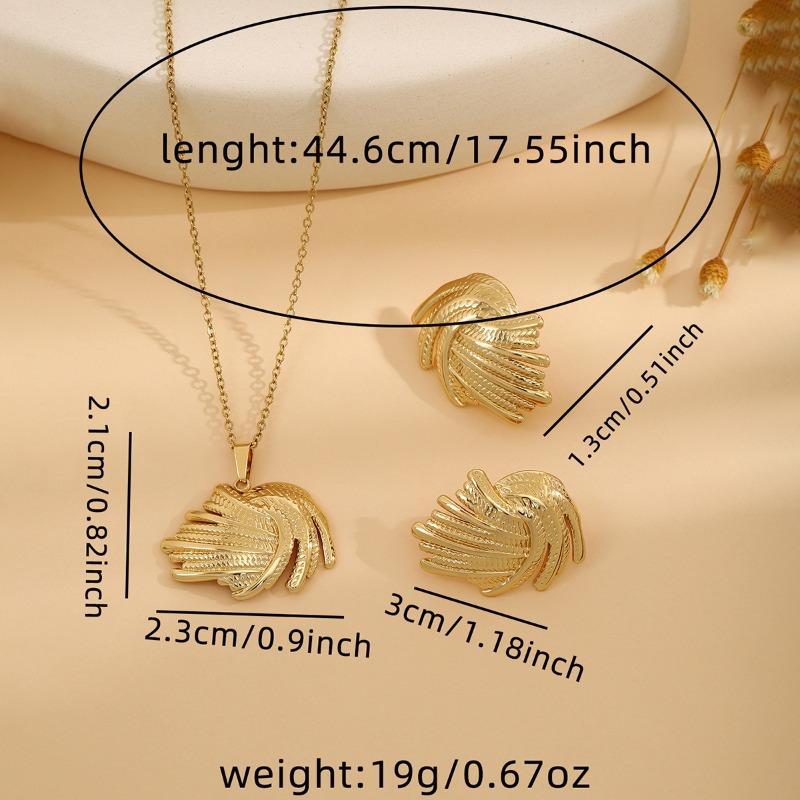 European and American Exquisite Irregular Luxury Creative Polygonal Geometric Leaf Texture Flower Love Earrings Necklace Set