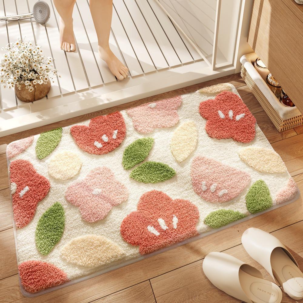 Modern Minimalist Cashmere Skin-friendly Floor Mat, Comfortable and Soft Non-slip Bathroom Floor Mat for Shower Rooms