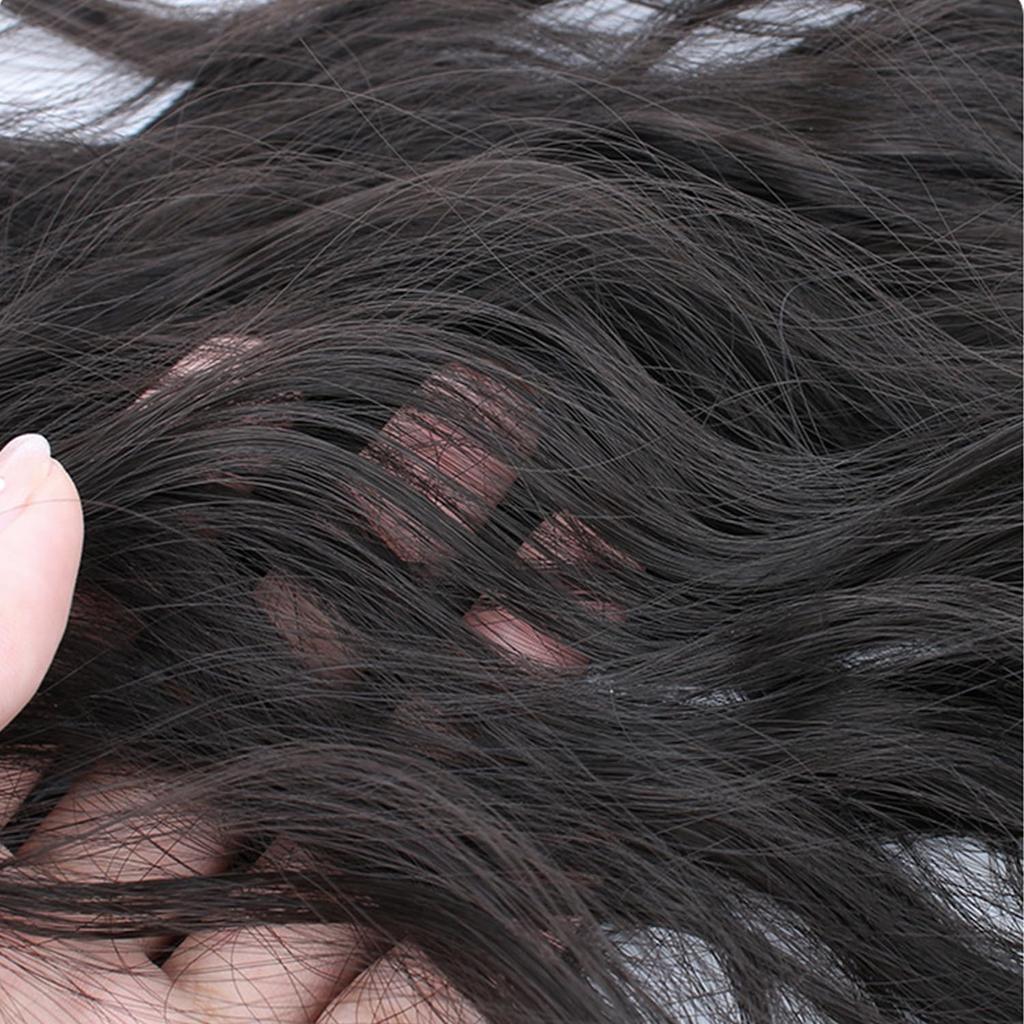 XUZOO Curly Hair Extensions, Band-Shaped Extensions, Twin Tail Wig, Ponytail Wig, Hair Extensions, Hair Extensions, Dance Recitals (Light Black)