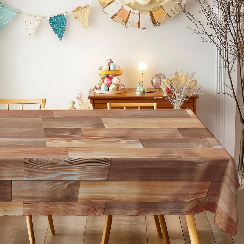 Wood Grain Rectangle Tablecloth for Table Decor Kitchen Dining Patio Waterproof Reusable Tablecloth for Table Party Picnic