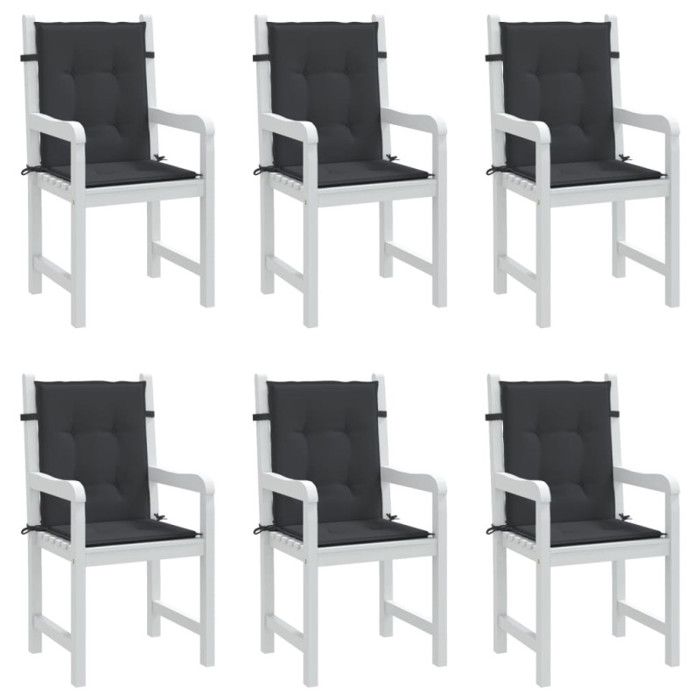 VidaXL Garden Chair Cushions Low Back Set of 6 Black 314138
