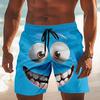 Lustiger Cartoon-Gesichtsdruck Herren Strandshorts Schnelltrocknend Atmungsaktiv Kordelzug Elastischer Bund Social Media Viraler Stil Badehose
