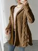 2025 Autumn/Winter Women's Warm Plush Hooded Cardigan - Button-Up Solid Color Coat