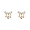 Elegant Zircon Pearl Earrings: French Retro Luxury Studs for Women