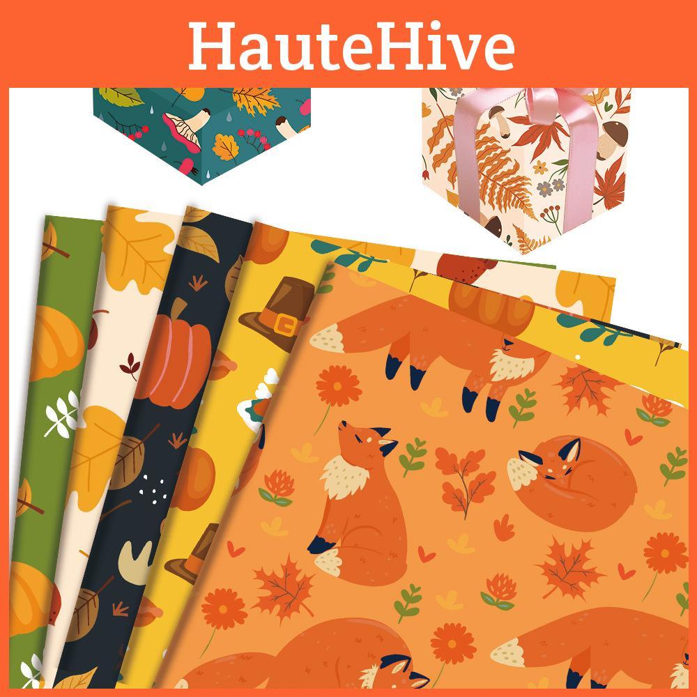 Themed Tree Thanksgiving Leaf Pumpkin Pattern Party Gift Decor Paper Packaging