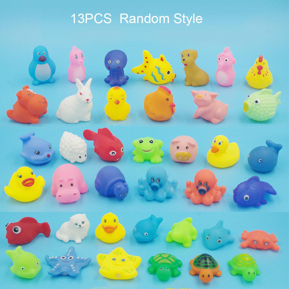 13Pcs/Lot Mixed Baby Bath Toys Rubber Duck Water Toys Duck Soft Floating Duck Squeeze Sound Ducky