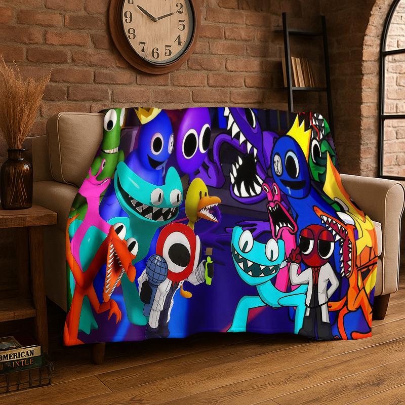 Game R-Rainbow Friends Cartoon Flannel Blanket Soft Warm Throw Blanket for Bedroom Living Room Bed Travel Camping Picnic Kid