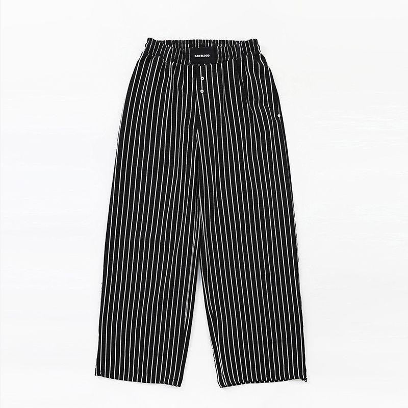 

South korea Badblood American Striped Pants Women s Casual Pants Sports Niche Design Sense Straight Wide Leg Pants Fashion Black M
