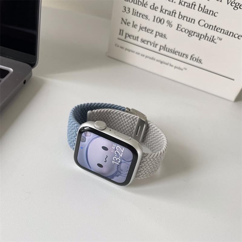 Suitable for iwatch9 Apple Watch with s10 generation nylon Applewatch87se elastic braided SE color matching