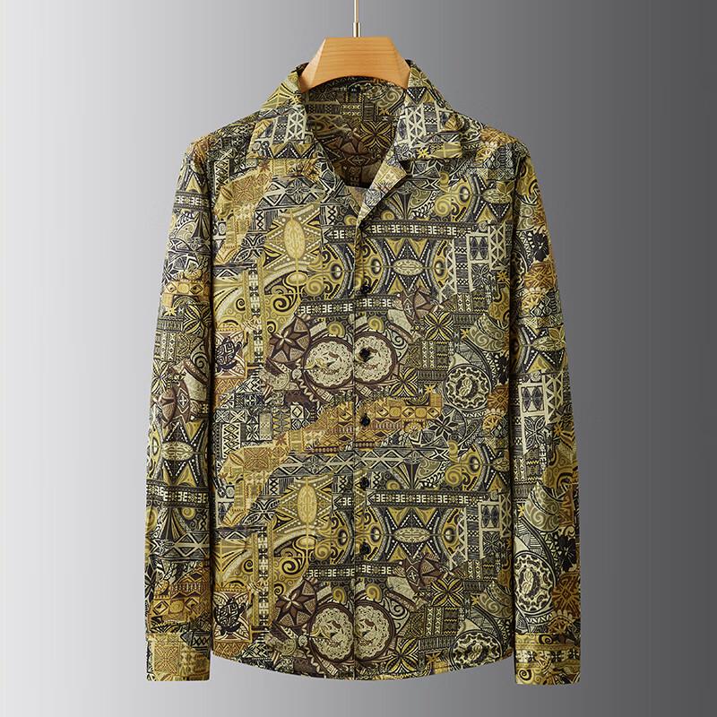 Plus Size Men's Floral Long Sleeve Casual Shirt