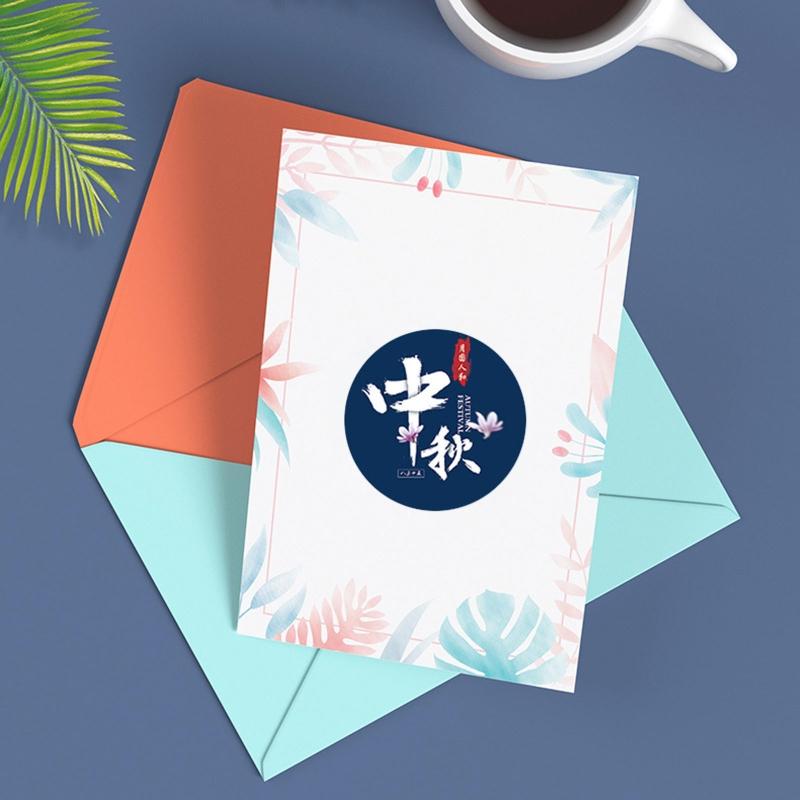 Mid Autumn Festival Sticker Decal Roll Cute Sealing Envelopes Labels Adhesive Festival Decal Gift Box Packing Bag Decor