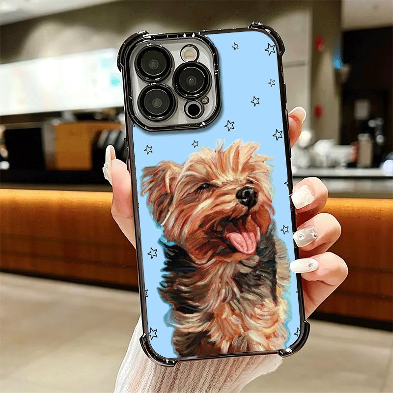 Yorkshire Terrier Dog Plating Phone Case For Iphone 16 17 Pro Max Air 16E 14 15 Plus 12 13 Mini Anti-Fall Airabag Cover