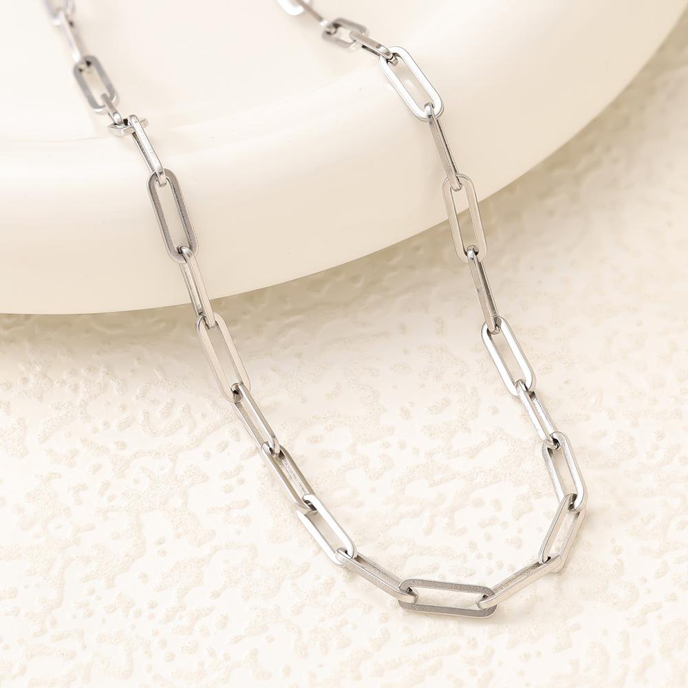 18K Goldplattiertes Edelstahl Paperclip-Ketten Halsketten- und Armband-Set für Damen