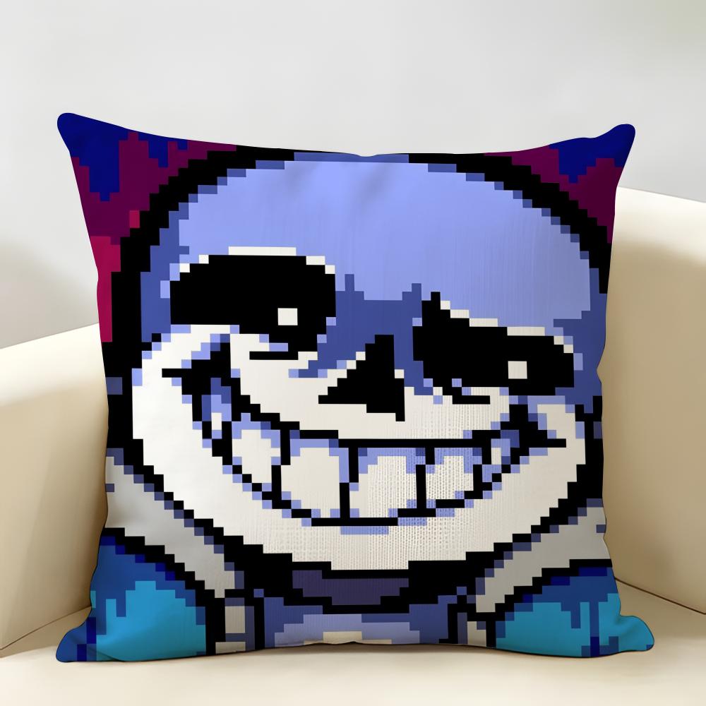 SSans Undertale Anime Cushion Cover Natural Linen Organic Fabric DoubleSided Printing Room Sofa Decor Pillow Case