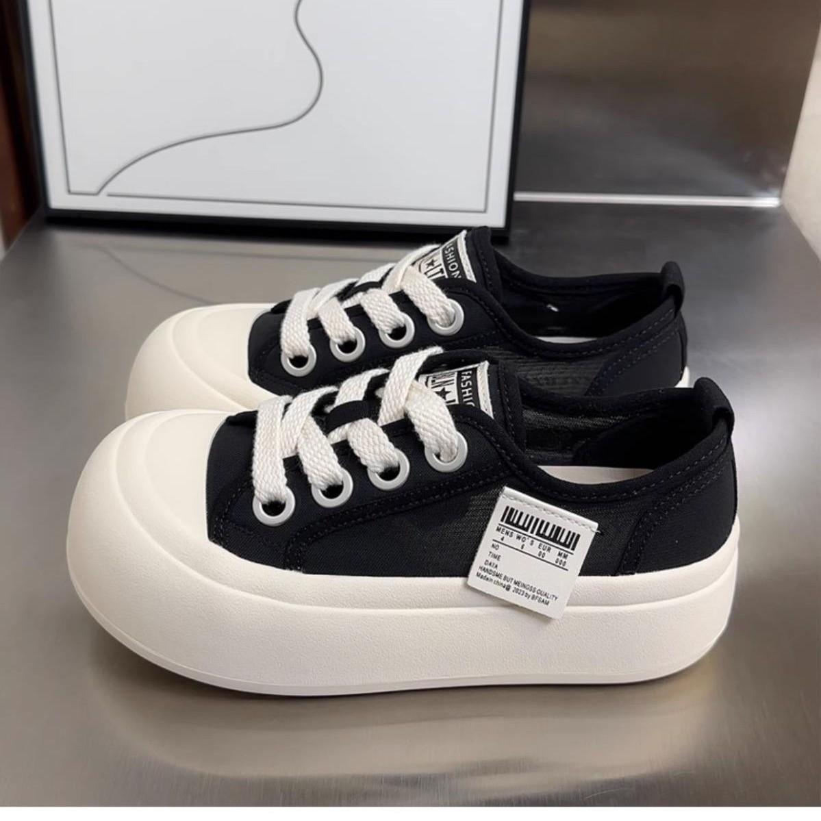 

Campus students canvas shoes women s sports and leisure shoes new summer breathable Japanese comfortable platform big head shoes women 35 чорний