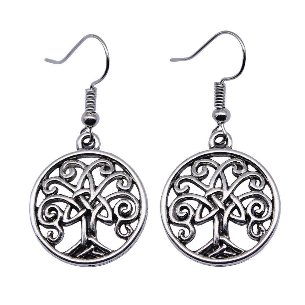 Tree Of Life Dangle Earrings Openwork Nature Boho Style Drop Jewelry For Female