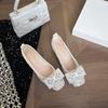 Square Head Temperament Celebrity Rhinestone Shoes Bow Women's Summer New Thick Heel with Skirt Single Shoes