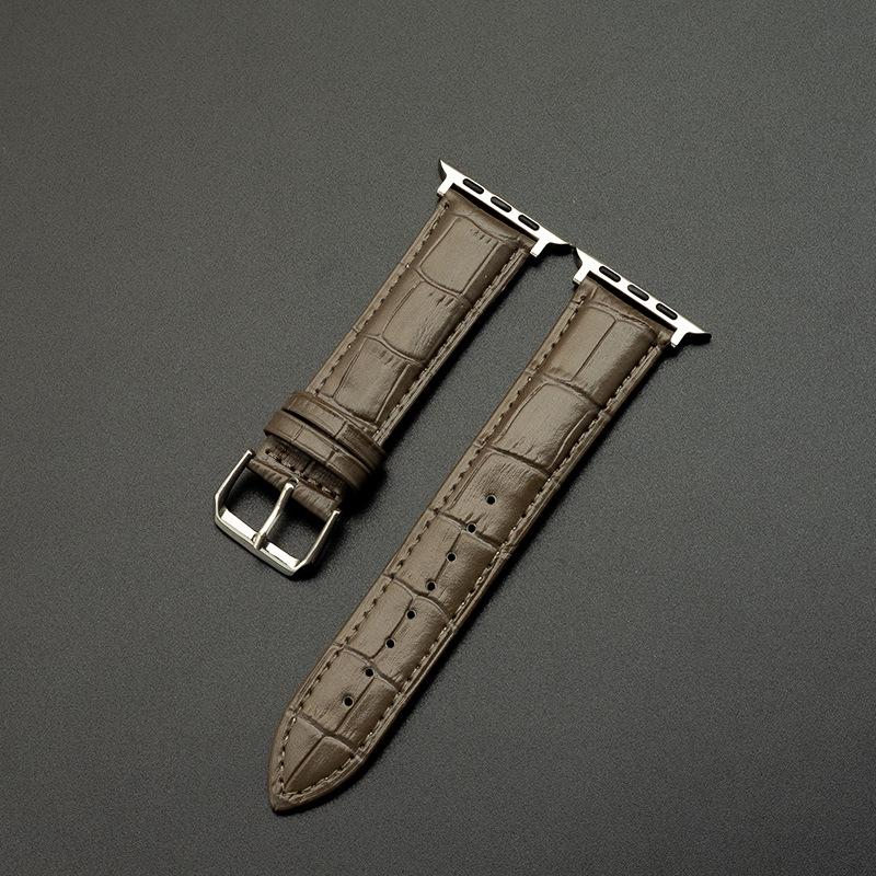 Genuine Leather Bamboo Grain Slim Apple Watch Band for Men & Women - iWatch Ultra Style