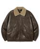 Trillion Fleece Collar Flight Leather Jacket_Brown