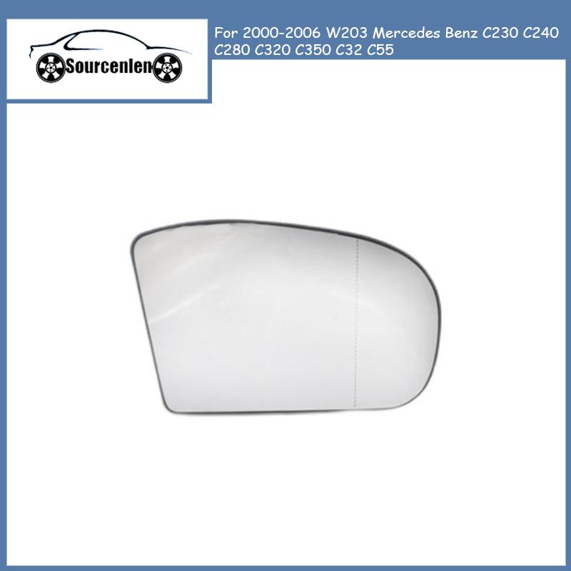 For 2000-2006 W203 Mercedes Benz C230 C240 C280 C320 C350 C32 C55 Heated Rear View Side Mirror Glass Lens 2038100121 2038100221
