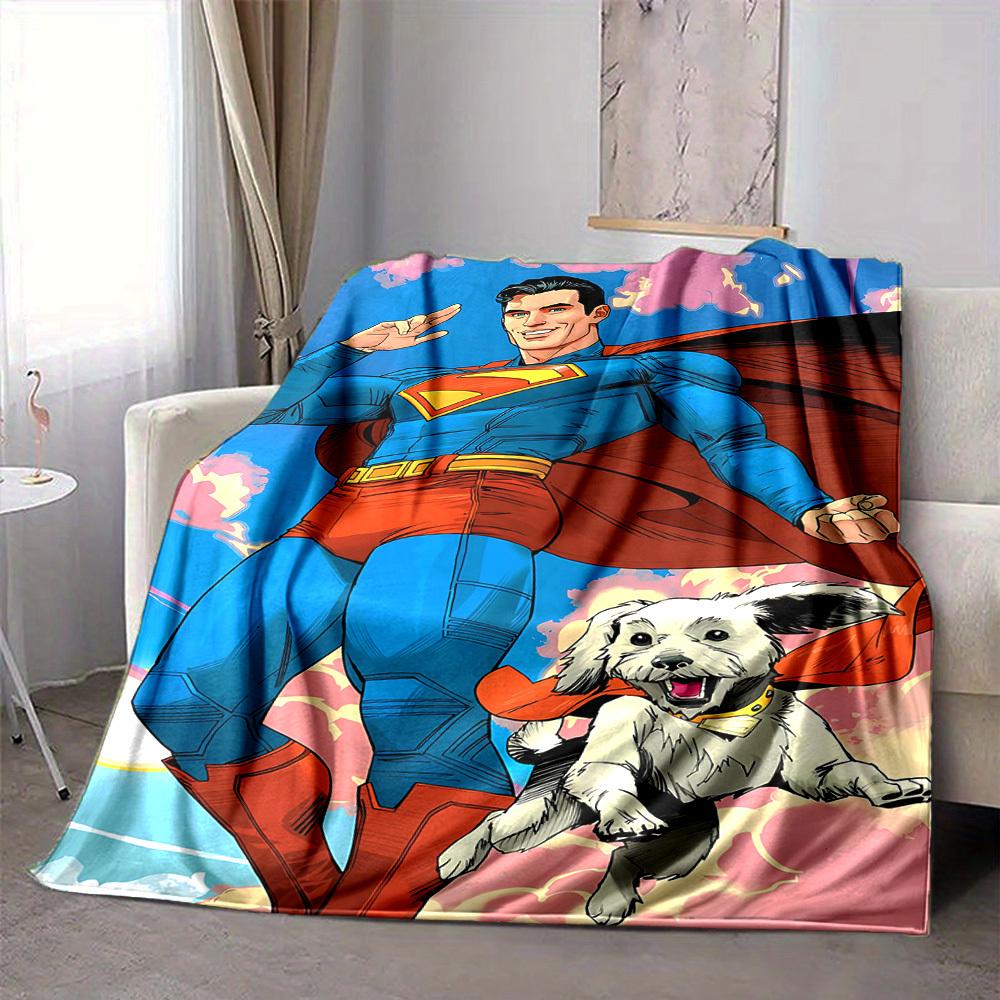1pc Superman Blanket Lightweight Flannel Throw For Sofa, Bed, Travel, Camping, Livingroom, Office, Couch, Chair, And Bed