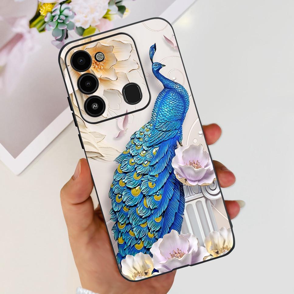 For Tecno Spark GO 2022 Case KG5 Soft Silicone Cute Cat Phone Cover For Tecno SparkGO 2022 6.52" Luxury Love Flower Cases Funda