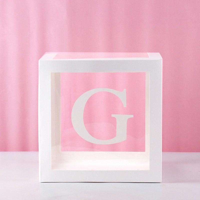 Clear Balloon Box with 26 White Letters for Birthday Party and Baby's First Birthday Decoration